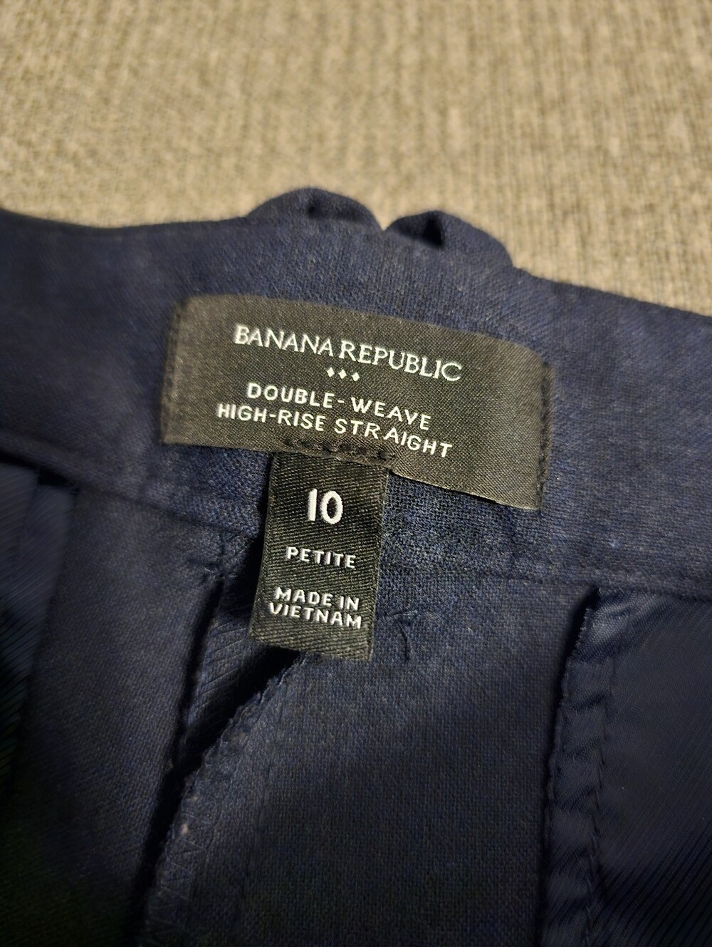 Banana Republic Navy Blue Double-Weave High-Rise Straight Dress Pants 10 Petite - Picture 6 of 9